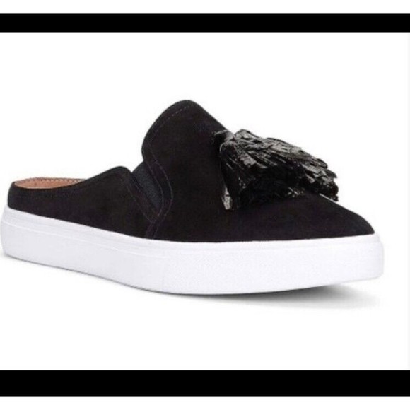 Donald Pliner Shoes - Donald J. Pliner Pauly Black Leather Suede Tassel Mules Women’s Sz 6